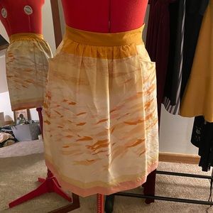 Anthropology silk fish patterned skirt